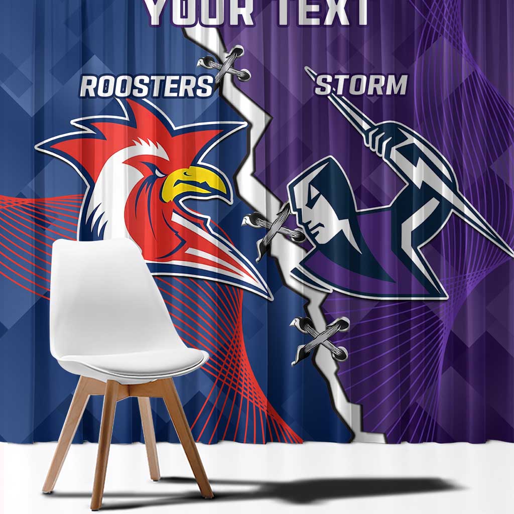 Custom NRL Storm And Roosters Rugby 2024 Window Curtain Go Champions Dynamic Version