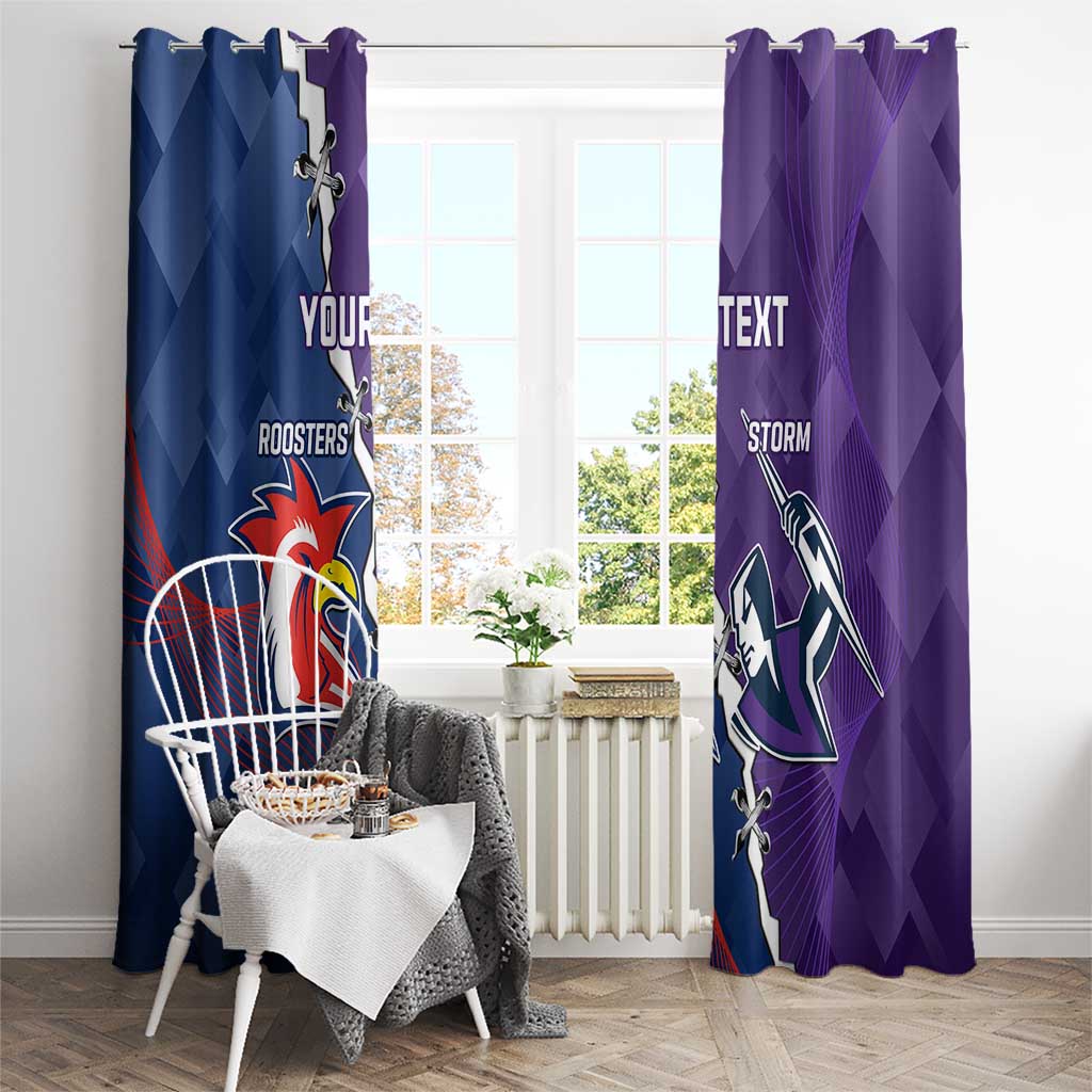 Custom NRL Storm And Roosters Rugby 2024 Window Curtain Go Champions Dynamic Version
