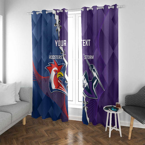 Custom NRL Storm And Roosters Rugby 2024 Window Curtain Go Champions Dynamic Version