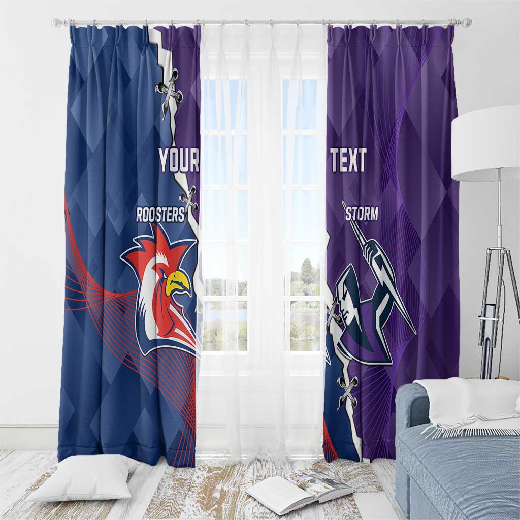 Custom NRL Storm And Roosters Rugby 2024 Window Curtain Go Champions Dynamic Version