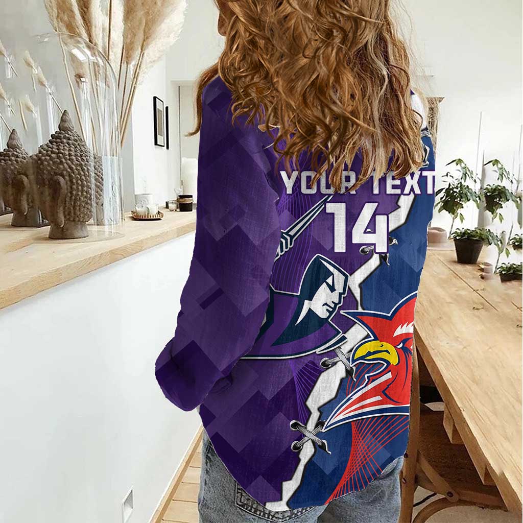 Custom NRL Storm And Roosters Rugby 2024 Women Casual Shirt Go Champions Dynamic Version