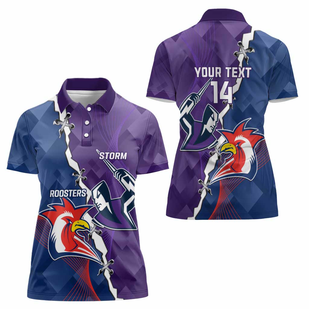Custom NRL Storm And Roosters Rugby 2024 Women Polo Shirt Go Champions Dynamic Version