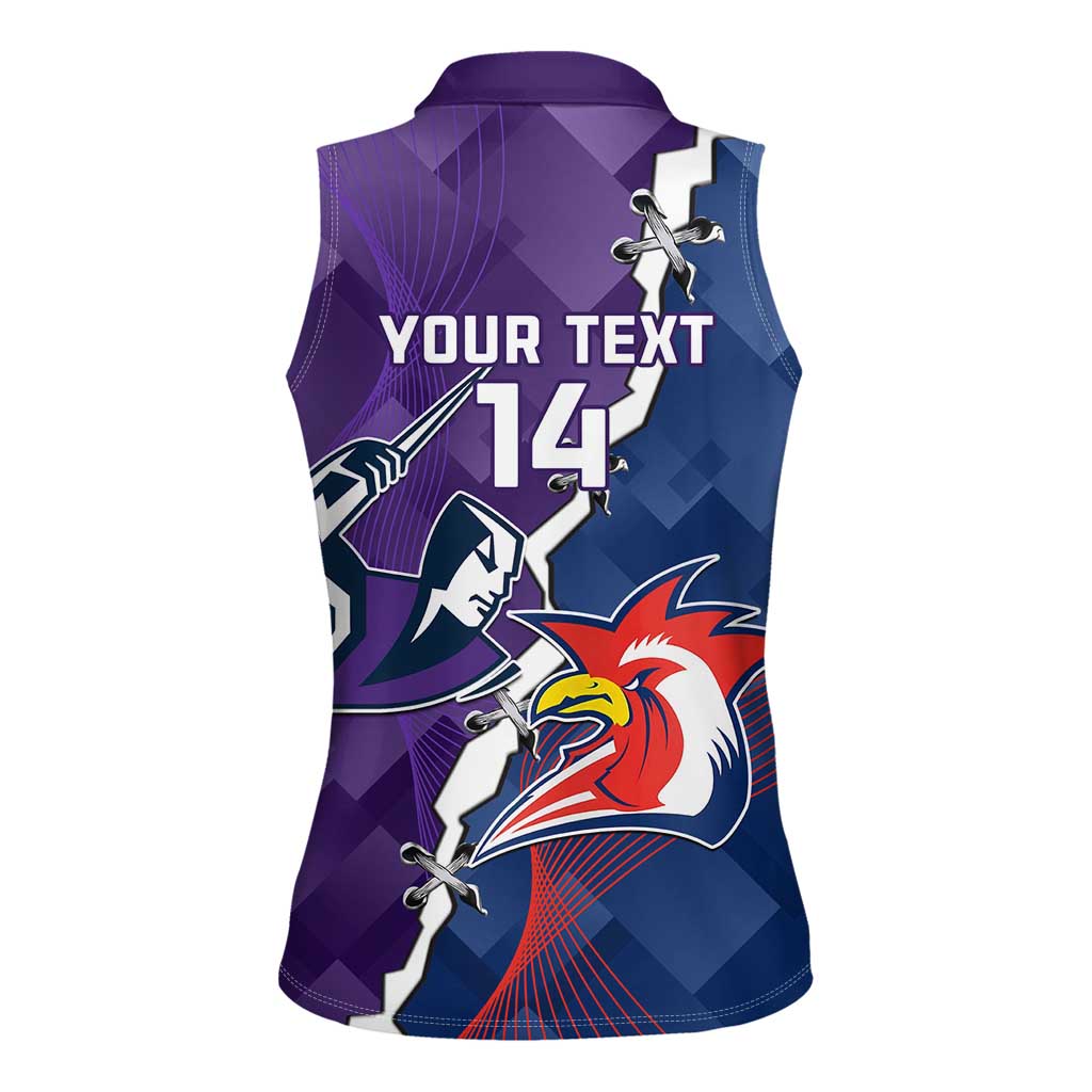 Custom NRL Storm And Roosters Rugby 2024 Women Sleeveless Polo Shirt Go Champions Dynamic Version