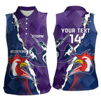 Custom NRL Storm And Roosters Rugby 2024 Women Sleeveless Polo Shirt Go Champions Dynamic Version