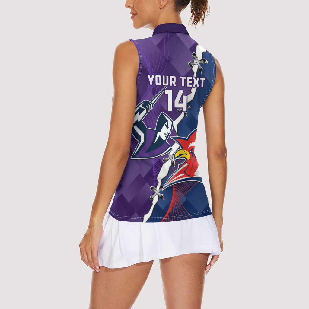 Custom NRL Storm And Roosters Rugby 2024 Women Sleeveless Polo Shirt Go Champions Dynamic Version