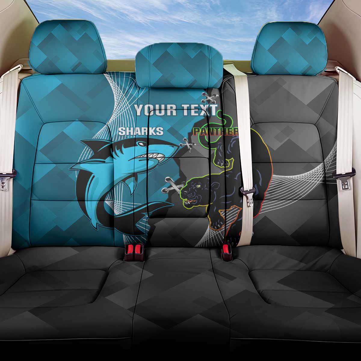 Custom NRL Panthers And Sharks Rugby 2024 Back Car Seat Cover Go Champions Dynamic Version