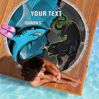 Custom NRL Panthers And Sharks Rugby 2024 Beach Blanket Go Champions Dynamic Version