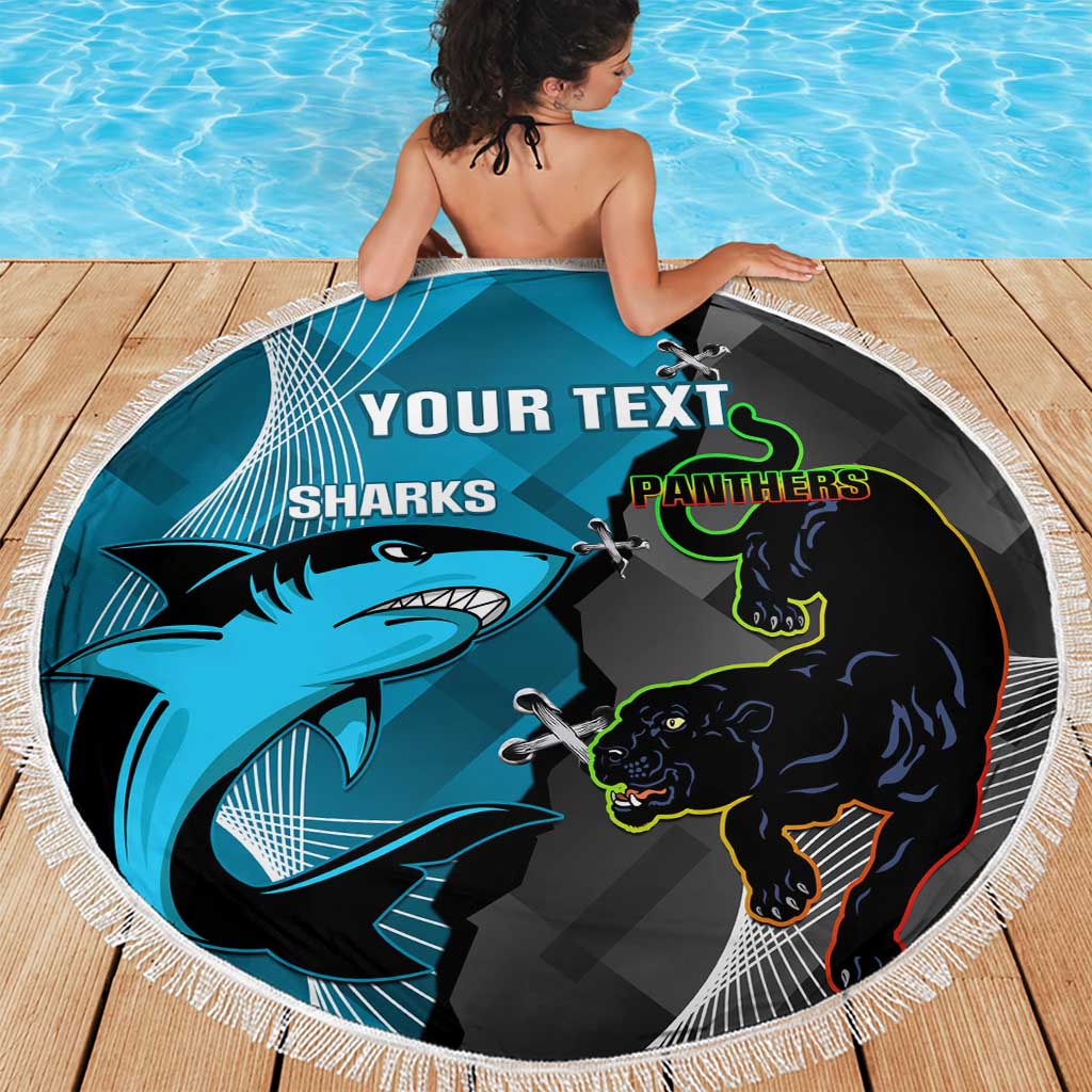 Custom NRL Panthers And Sharks Rugby 2024 Beach Blanket Go Champions Dynamic Version