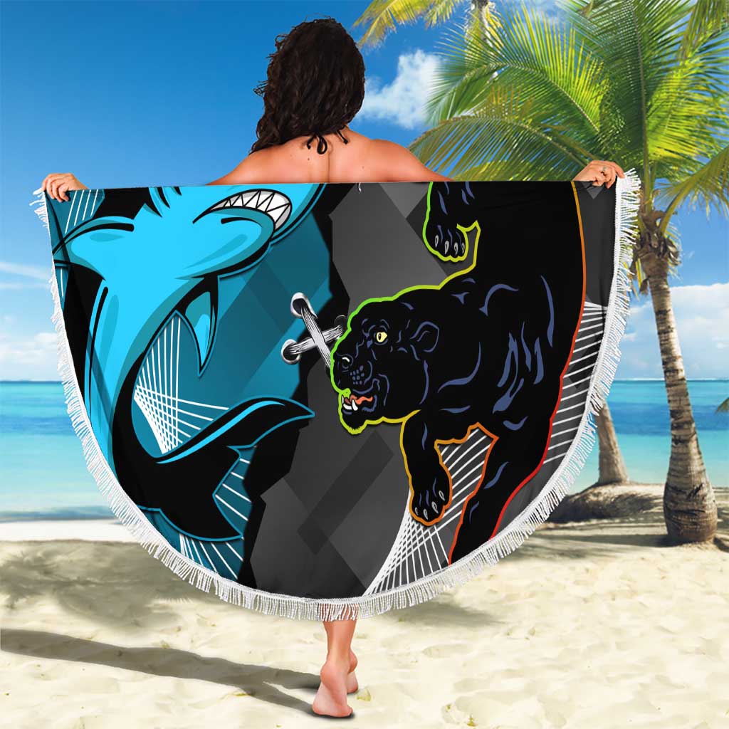 Custom NRL Panthers And Sharks Rugby 2024 Beach Blanket Go Champions Dynamic Version