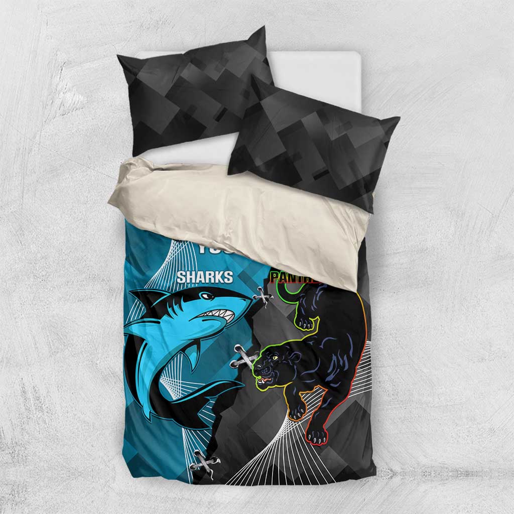 Custom NRL Panthers And Sharks Rugby 2024 Bedding Set Go Champions Dynamic Version