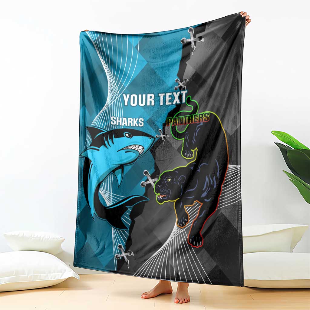 Custom NRL Panthers And Sharks Rugby 2024 Blanket Go Champions Dynamic Version