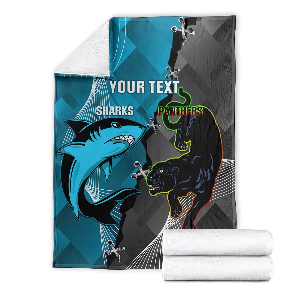 Custom NRL Panthers And Sharks Rugby 2024 Blanket Go Champions Dynamic Version