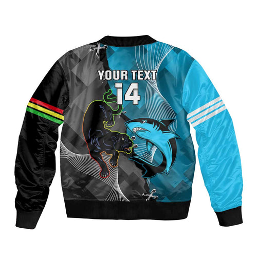 Custom NRL Panthers And Sharks Rugby 2024 Bomber Jacket Go Champions Dynamic Version