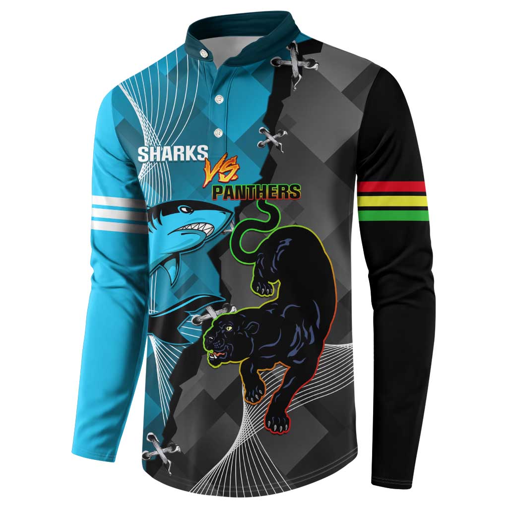 Custom NRL Panthers And Sharks Rugby 2024 Button Sweatshirt Go Champions Dynamic Version