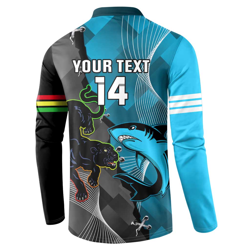 Custom NRL Panthers And Sharks Rugby 2024 Button Sweatshirt Go Champions Dynamic Version