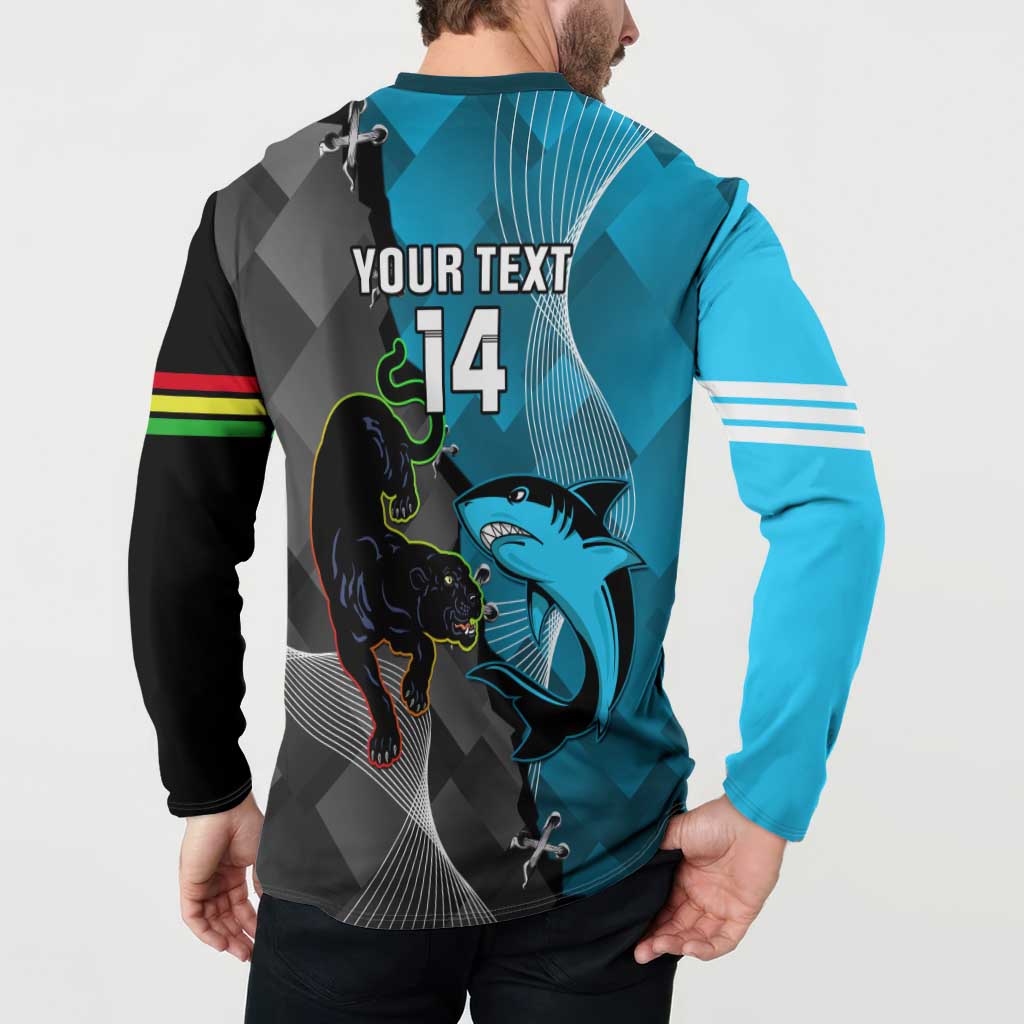 Custom NRL Panthers And Sharks Rugby 2024 Button Sweatshirt Go Champions Dynamic Version
