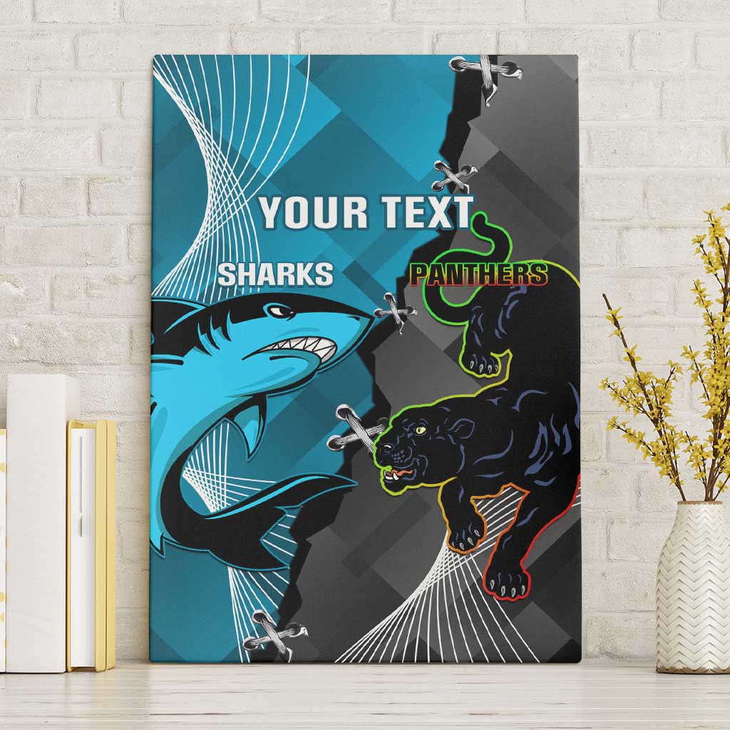 Custom NRL Panthers And Sharks Rugby 2024 Canvas Wall Art Go Champions Dynamic Version