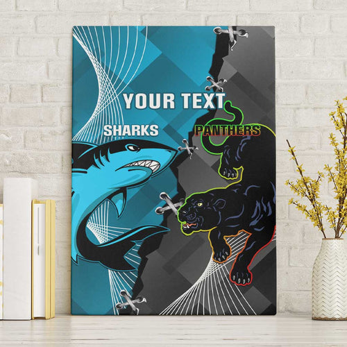 Custom NRL Panthers And Sharks Rugby 2024 Canvas Wall Art Go Champions Dynamic Version