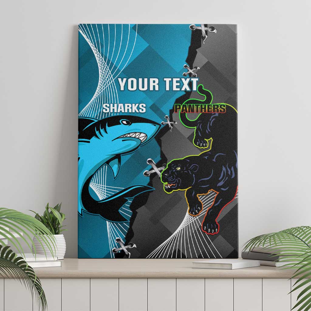 Custom NRL Panthers And Sharks Rugby 2024 Canvas Wall Art Go Champions Dynamic Version