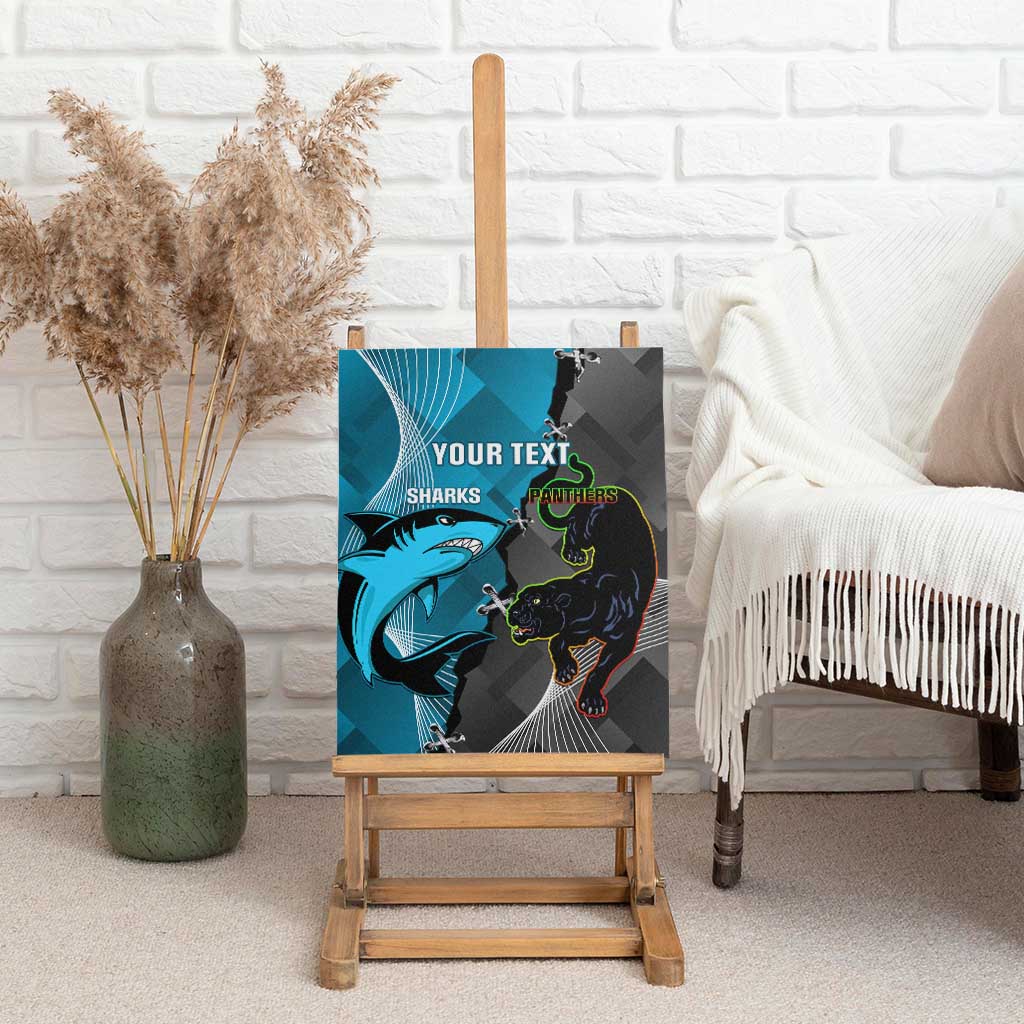 Custom NRL Panthers And Sharks Rugby 2024 Canvas Wall Art Go Champions Dynamic Version