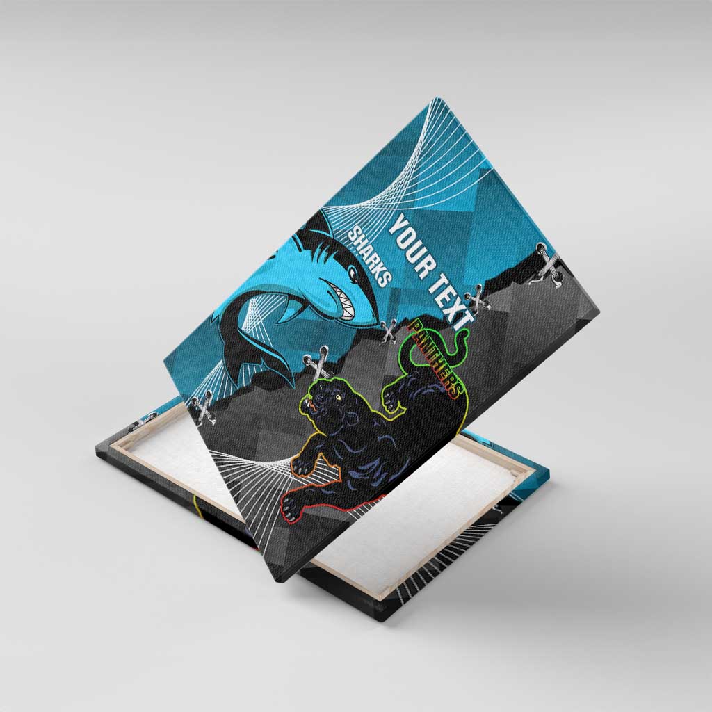 Custom NRL Panthers And Sharks Rugby 2024 Canvas Wall Art Go Champions Dynamic Version