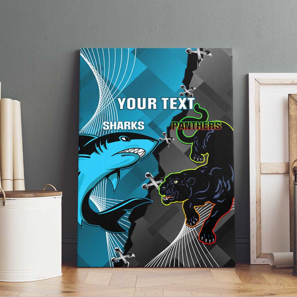 Custom NRL Panthers And Sharks Rugby 2024 Canvas Wall Art Go Champions Dynamic Version