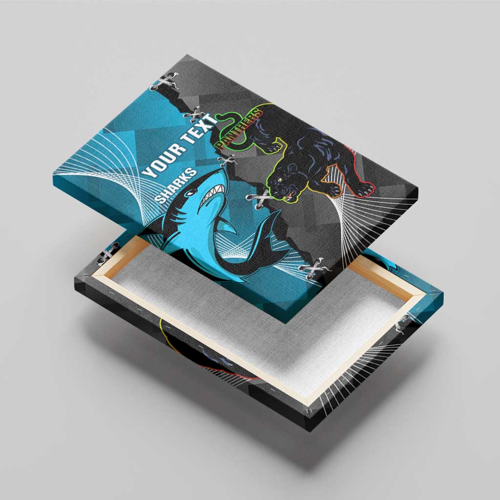 Custom NRL Panthers And Sharks Rugby 2024 Canvas Wall Art Go Champions Dynamic Version