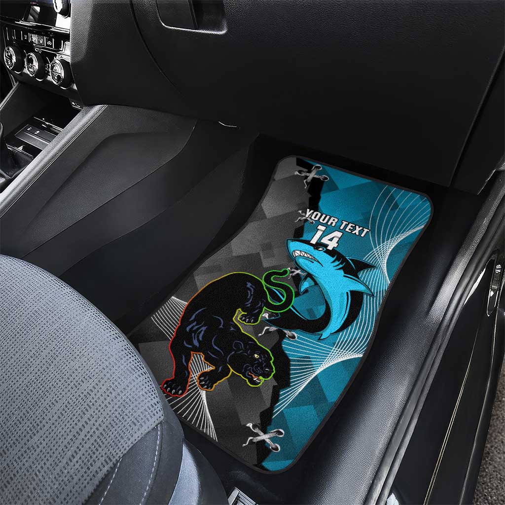 Custom NRL Panthers And Sharks Rugby 2024 Car Mats Go Champions Dynamic Version
