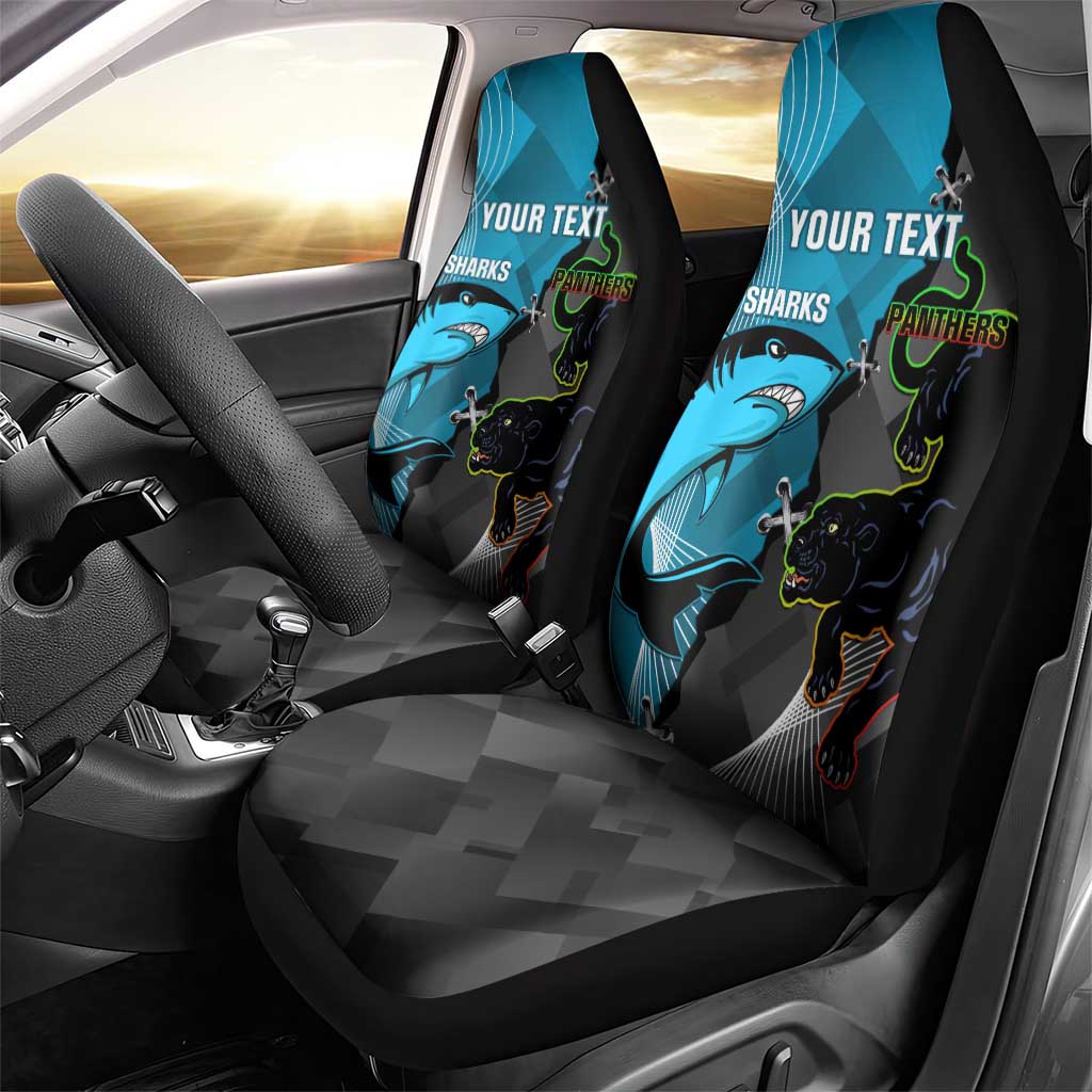 Custom NRL Panthers And Sharks Rugby 2024 Car Seat Cover Go Champions Dynamic Version