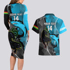 Custom NRL Panthers And Sharks Rugby 2024 Couples Matching Long Sleeve Bodycon Dress and Hawaiian Shirt Go Champions Dynamic Version