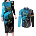 Custom NRL Panthers And Sharks Rugby 2024 Couples Matching Long Sleeve Bodycon Dress and Long Sleeve Button Shirt Go Champions Dynamic Version