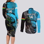 Custom NRL Panthers And Sharks Rugby 2024 Couples Matching Long Sleeve Bodycon Dress and Long Sleeve Button Shirt Go Champions Dynamic Version