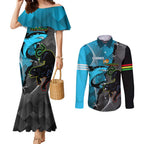 Custom NRL Panthers And Sharks Rugby 2024 Couples Matching Mermaid Dress and Long Sleeve Button Shirt Go Champions Dynamic Version