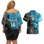 Custom NRL Panthers And Sharks Rugby 2024 Couples Matching Off Shoulder Short Dress and Hawaiian Shirt Go Champions Dynamic Version