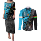 Custom NRL Panthers And Sharks Rugby 2024 Couples Matching Puletasi and Long Sleeve Button Shirt Go Champions Dynamic Version