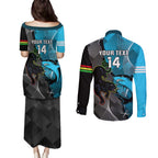 Custom NRL Panthers And Sharks Rugby 2024 Couples Matching Puletasi and Long Sleeve Button Shirt Go Champions Dynamic Version