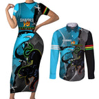 Custom NRL Panthers And Sharks Rugby 2024 Couples Matching Short Sleeve Bodycon Dress and Long Sleeve Button Shirt Go Champions Dynamic Version