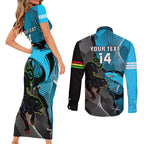 Custom NRL Panthers And Sharks Rugby 2024 Couples Matching Short Sleeve Bodycon Dress and Long Sleeve Button Shirt Go Champions Dynamic Version