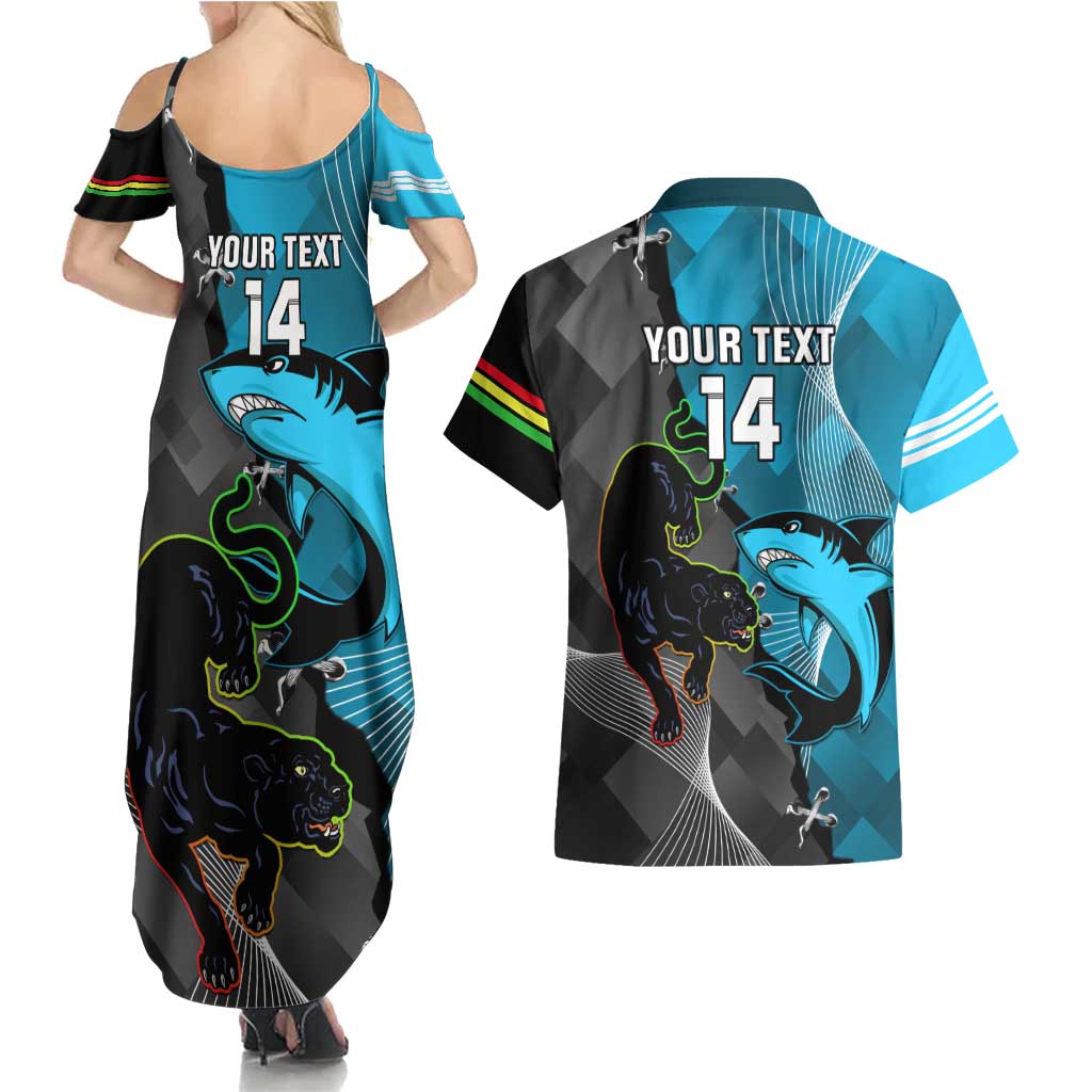 Custom NRL Panthers And Sharks Rugby 2024 Couples Matching Summer Maxi Dress and Hawaiian Shirt Go Champions Dynamic Version