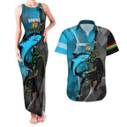 Custom NRL Panthers And Sharks Rugby 2024 Couples Matching Tank Maxi Dress and Hawaiian Shirt Go Champions Dynamic Version