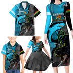 Custom NRL Panthers And Sharks Rugby 2024 Family Matching Long Sleeve Bodycon Dress and Hawaiian Shirt Go Champions Dynamic Version