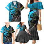 Custom NRL Panthers And Sharks Rugby 2024 Family Matching Mermaid Dress and Hawaiian Shirt Go Champions Dynamic Version