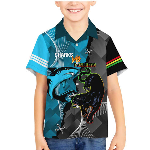 Custom NRL Panthers And Sharks Rugby 2024 Family Matching Mermaid Dress and Hawaiian Shirt Go Champions Dynamic Version