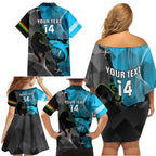 Custom NRL Panthers And Sharks Rugby 2024 Family Matching Off Shoulder Short Dress and Hawaiian Shirt Go Champions Dynamic Version
