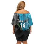 Custom NRL Panthers And Sharks Rugby 2024 Family Matching Off Shoulder Short Dress and Hawaiian Shirt Go Champions Dynamic Version