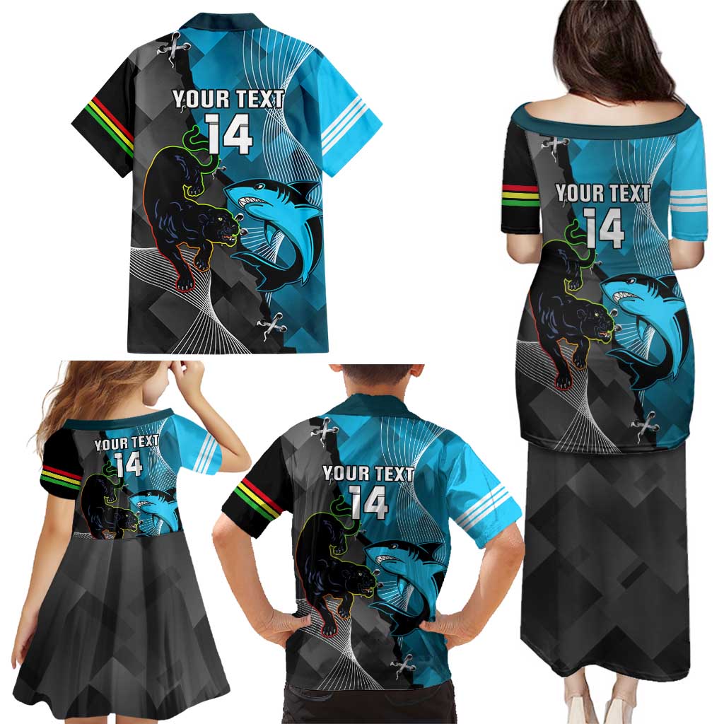 Custom NRL Panthers And Sharks Rugby 2024 Family Matching Puletasi and Hawaiian Shirt Go Champions Dynamic Version