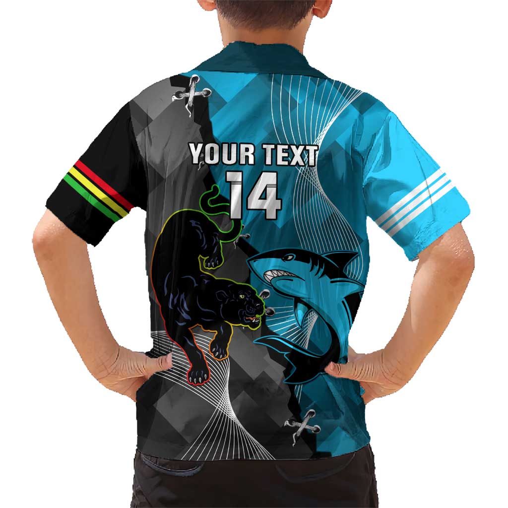 Custom NRL Panthers And Sharks Rugby 2024 Family Matching Short Sleeve Bodycon Dress and Hawaiian Shirt Go Champions Dynamic Version