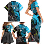 Custom NRL Panthers And Sharks Rugby 2024 Family Matching Short Sleeve Bodycon Dress and Hawaiian Shirt Go Champions Dynamic Version