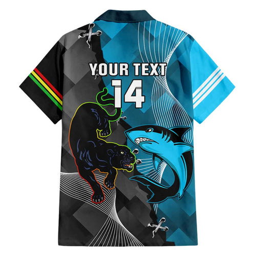 Custom NRL Panthers And Sharks Rugby 2024 Family Matching Short Sleeve Bodycon Dress and Hawaiian Shirt Go Champions Dynamic Version
