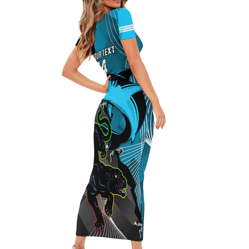 Custom NRL Panthers And Sharks Rugby 2024 Family Matching Short Sleeve Bodycon Dress and Hawaiian Shirt Go Champions Dynamic Version